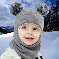 Ear Protection Hat 2 In 1 Knitted Hat And Scarf 1pc