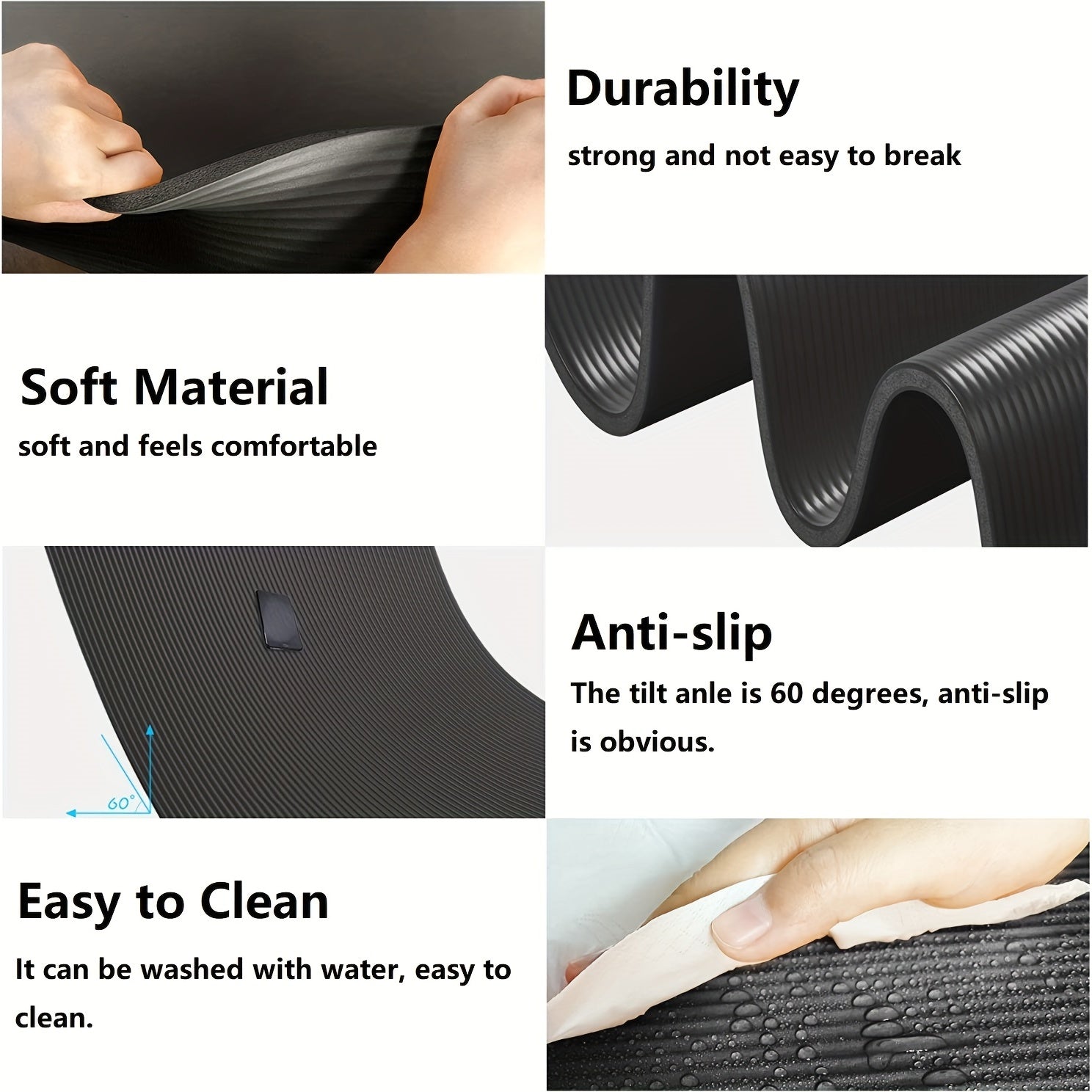 Thicken Yoga Mat w/ Carrying Bag & Strap Non Slip Fitness Mat 72x24x0.4in