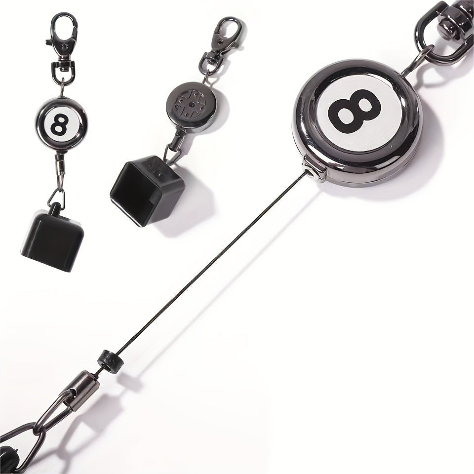 Portable Retractable Billiards Snooker Pool Cue Chalk Holder Clips Keys Chain