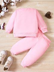 Baby Girl Butterfly Print Sweatshirt Trousers 2pcs Set Kids Pullover Pants