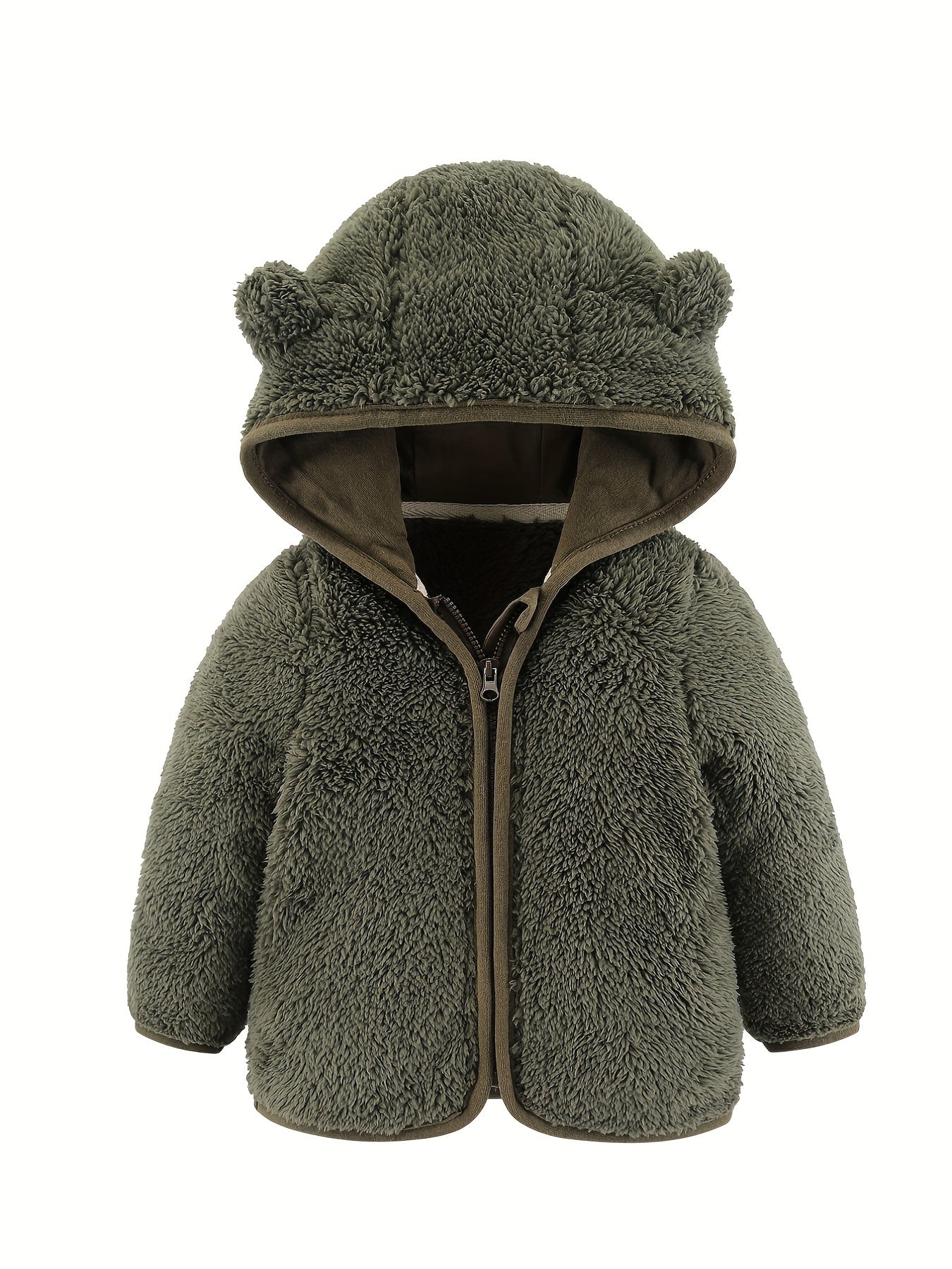 Bear Ear Hoodie Toddler Fleece Jacket Zip Up Teddy Coat