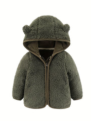 Bear Ear Hoodie Toddler Fleece Jacket Zip Up Teddy Coat