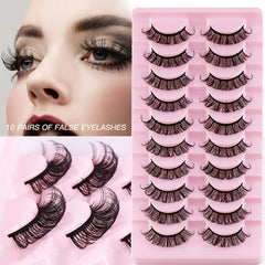10 Pairs Curling Thick Natural False Eyelashes