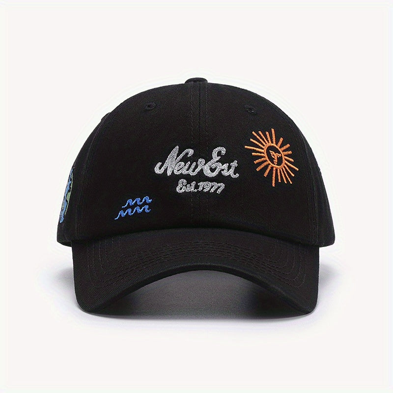 Sun Earth Embroidery Baseball Cap Curved Brim Dad Hats Lightweight Sports