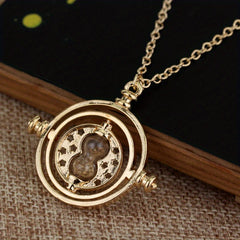 Time Turner Hourglass Necklace For Girls Vintage Hollow Movable Pendant Necklace