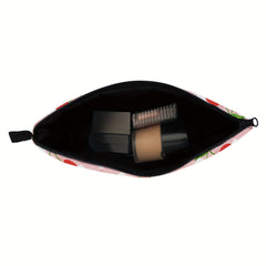 Plaid & Cherry Print Cosmetic Bag For Women Waterproof Purse Makeup Bag