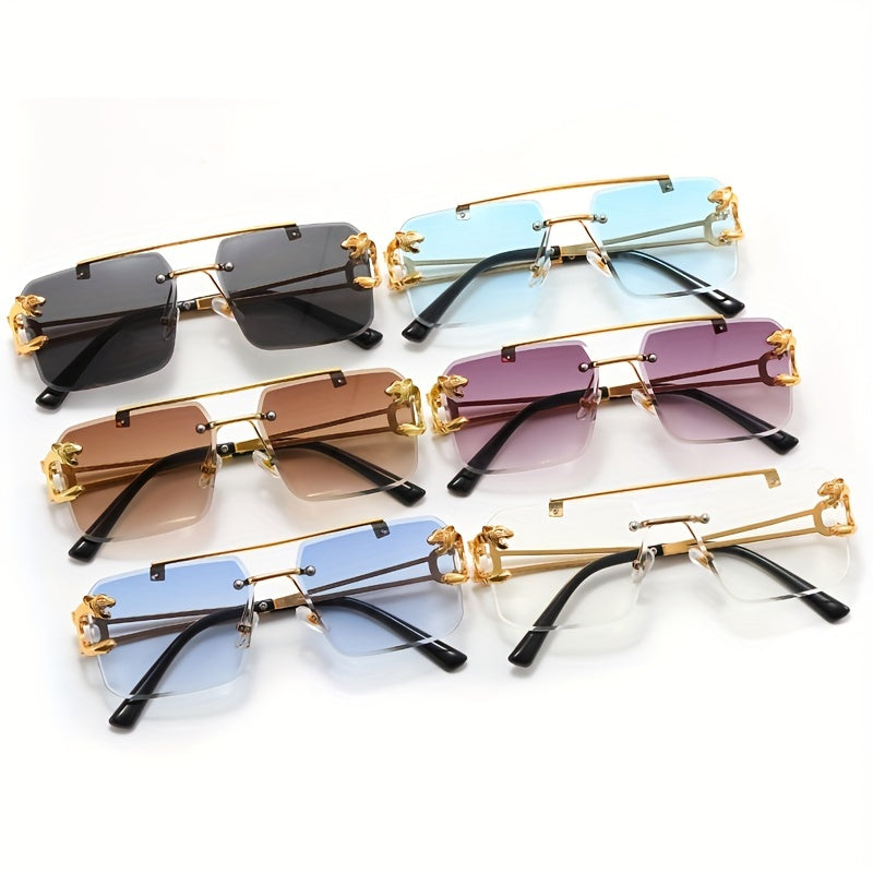 Retro Rimless Gradient UV400 Metal Sun Shades