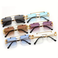 Retro Rimless Gradient UV400 Metal Sun Shades