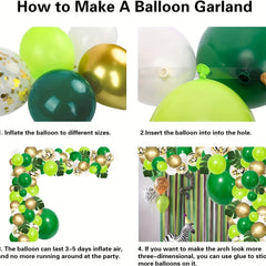 134pcs Jungle Balloons Garland Kit Dinosaur Party Decor