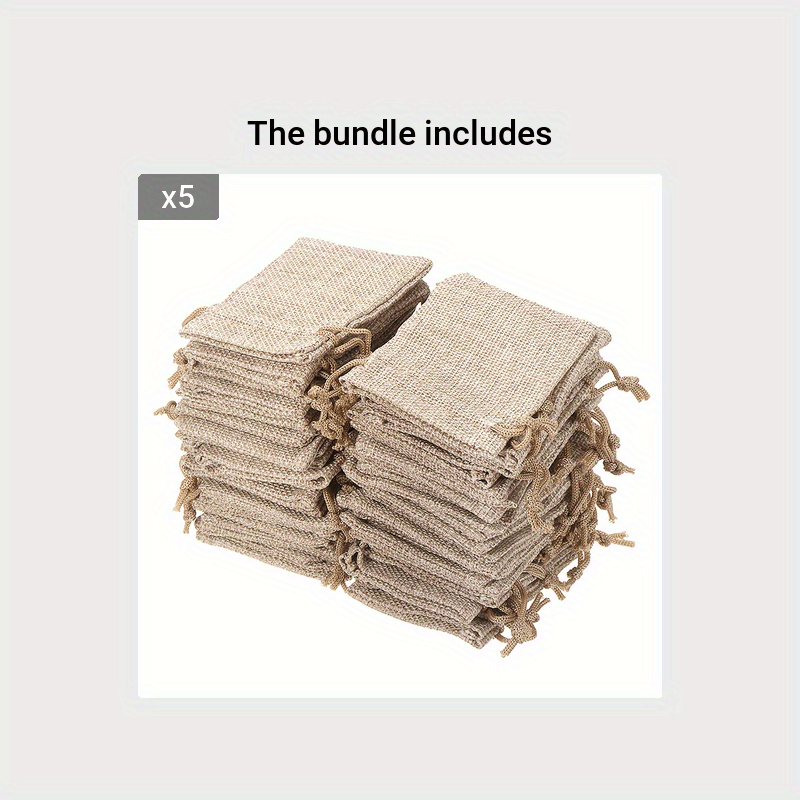 50pcs Small Burlap Jute Hessian Wedding Favor Jewellery Bags Drawstring Pouches