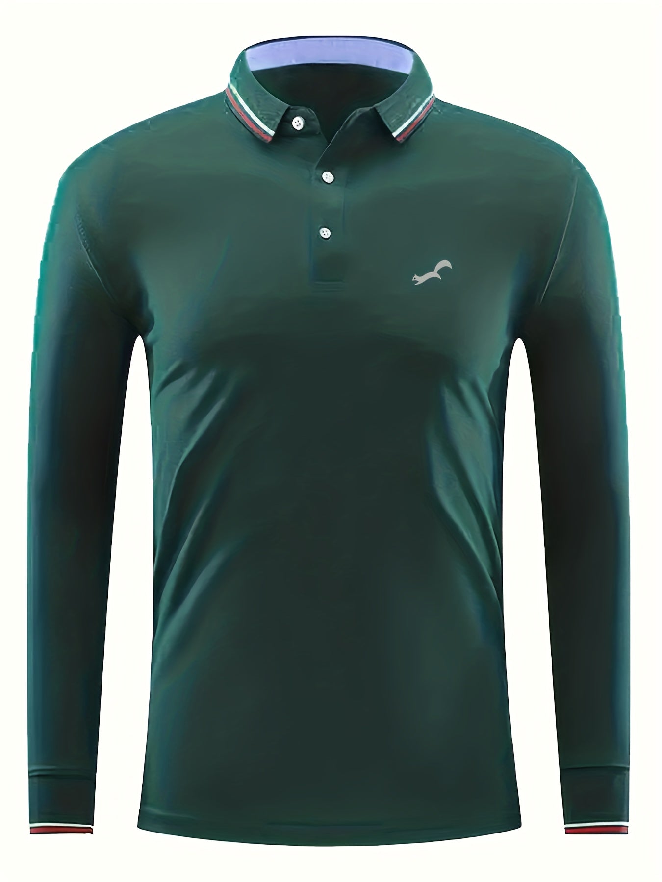 Squirrel Print Men's Casual Button Up Long Sleeve Polo Shirt