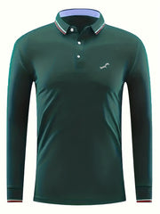 Squirrel Print Men's Casual Button Up Long Sleeve Polo Shirt