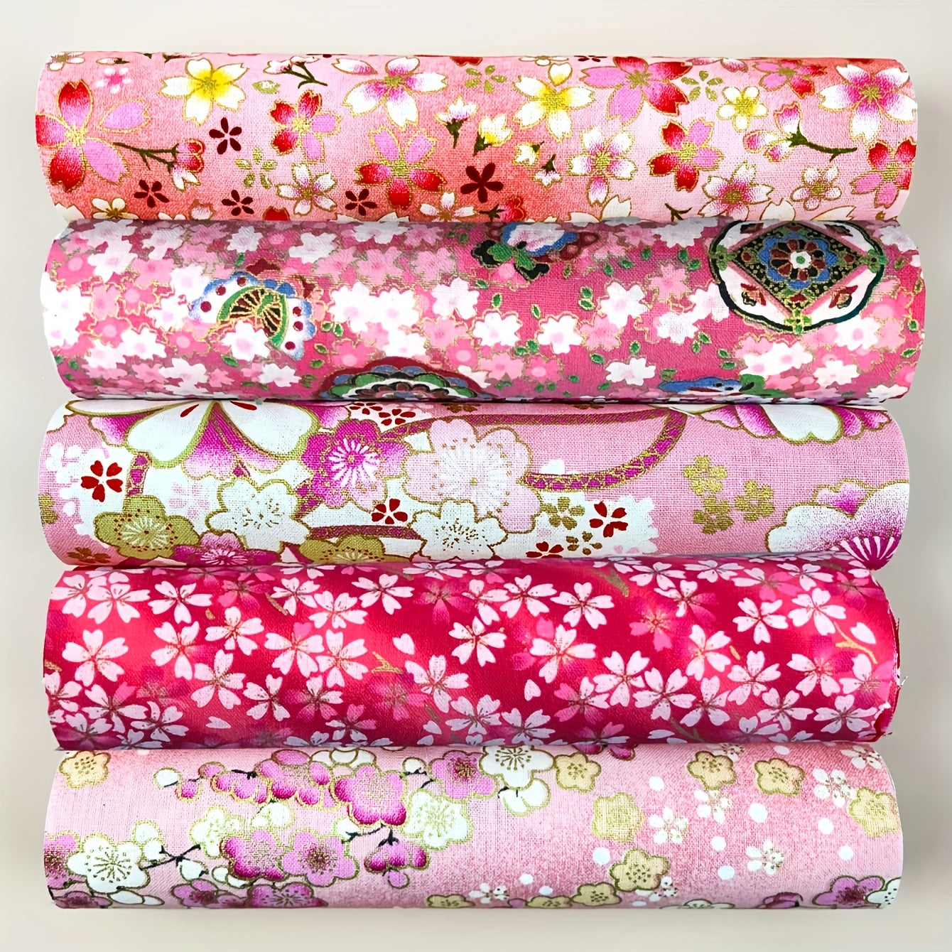 5pcs Japanese Print Cotton Quilting Fabric Bundle DIY Sewing Cloth Accessories
