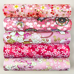 5pcs Japanese Print Cotton Quilting Fabric Bundle DIY Sewing Cloth Accessories
