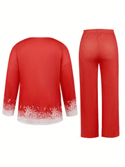 Christmas Tree Print Top & Pants 2 Piece Set