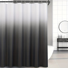 Grey Gradient PEVA Shower Curtain Set with Plastic Hooks 180x180cm