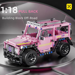 BRZXPROE 485pcs Pink 3D Car Model Building Blocks Off Road Adventure Toy