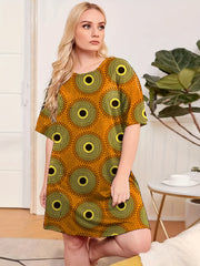 Dot Print Short Sleeve Sleep Dress