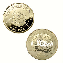Merry Christmas Golden Coin Santa Claus Wishing Coin Display Rack