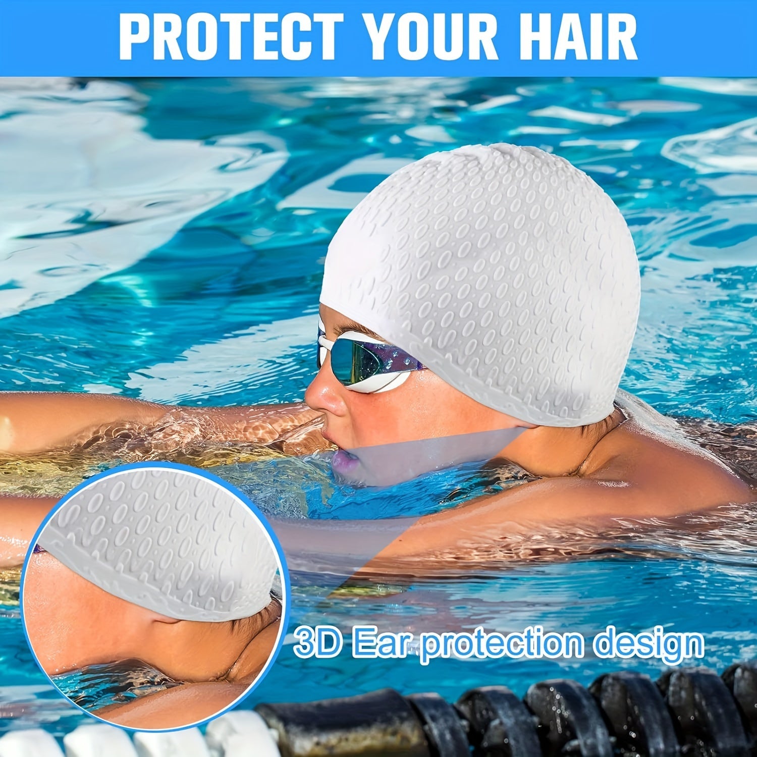 Waterproof Swim Caps for Adults Non Slip Plain Design
