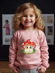 Girls Mushroom Pattern Crew Neck Sweatshirt Spring Fall Christmas Gift