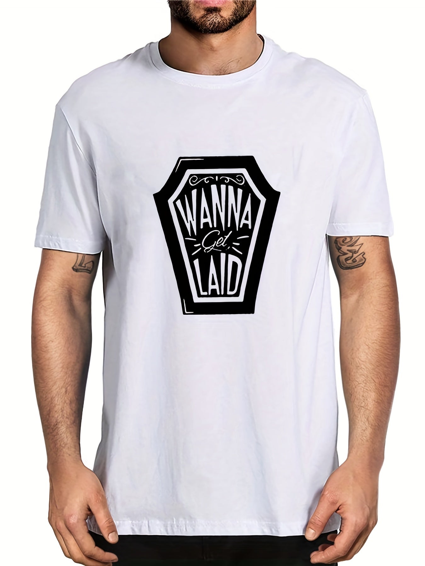 Men's Letter Print T shirt Casual Tee Spring Summer Outdoor