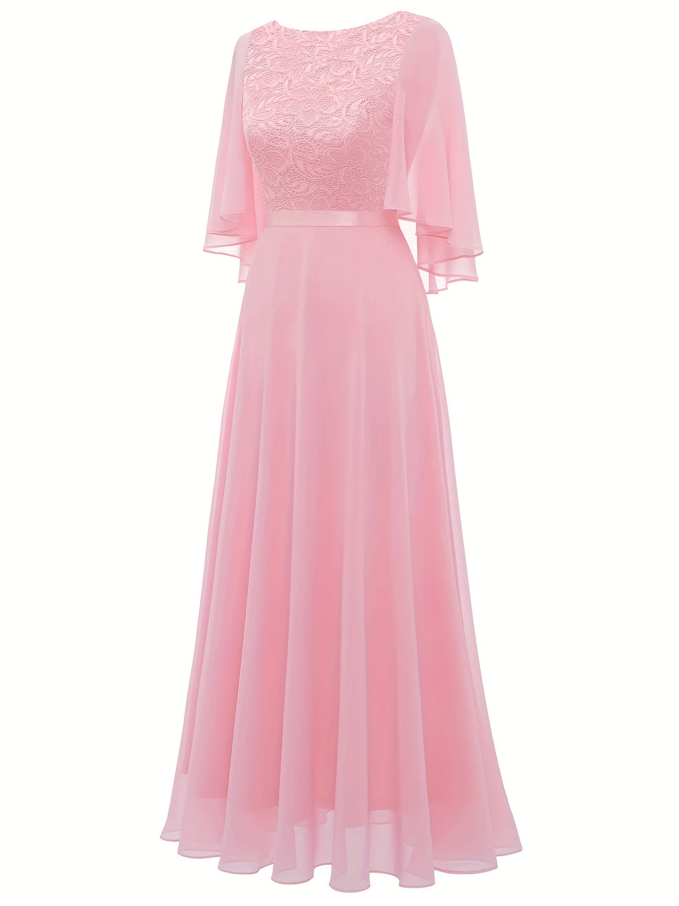 Lace Aline Bridesmaid Dress Crew Neck For Wedding Party