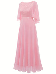 Lace Aline Bridesmaid Dress Crew Neck For Wedding Party