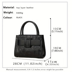 Minimalist Embossed Tote Bag Satchel with Buckle for Work