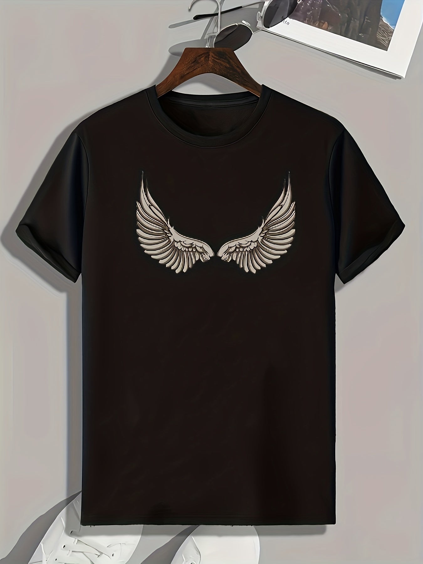 Men's Wings Print Comfy T-shirt for Outdoor Summer