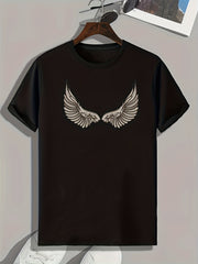 Men's Wings Print Comfy T-shirt for Outdoor Summer