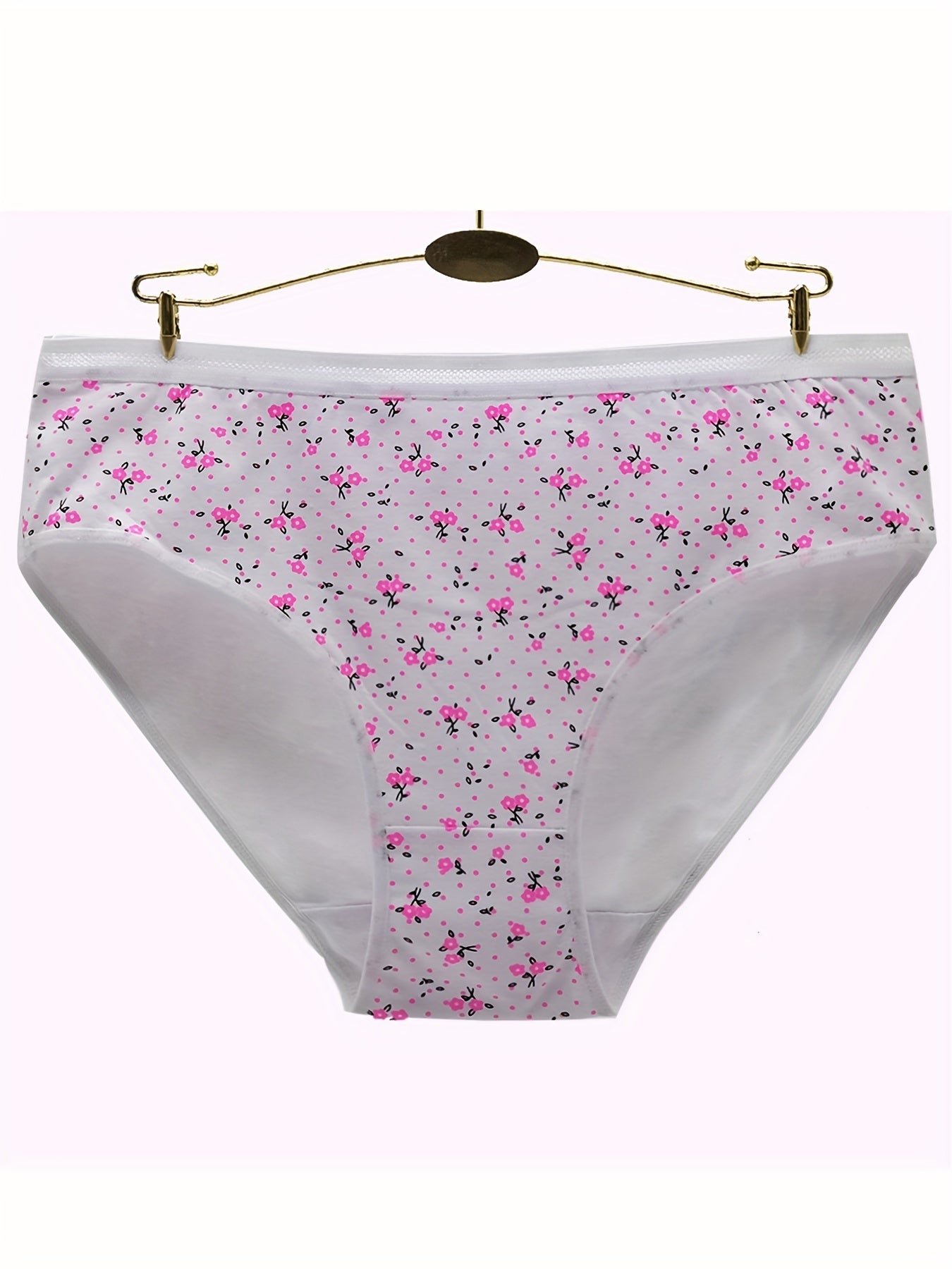 6pcs Floral Print Briefs Stretchy Intimates Panties Women's Lingerie
