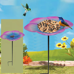 Metal Bird Feeder Stake for Outside Bird Bath & Seed Platform