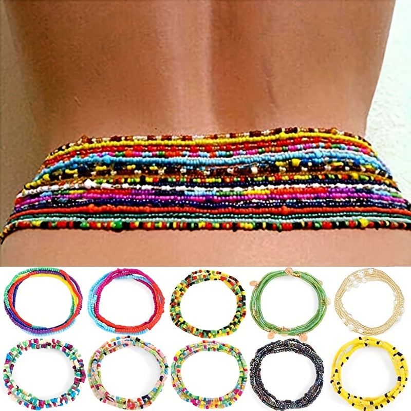 Colorful Elastic Beaded Body Waist Belly Chain for Woman Girl