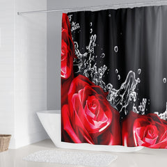 Red Rose Shower Curtain Set with Bathroom Decor