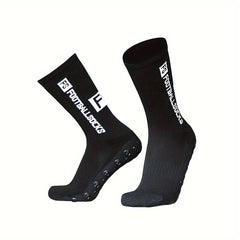 2pairs Men's Sports Socks Soccer Non slip Thick Grip Crew Socks