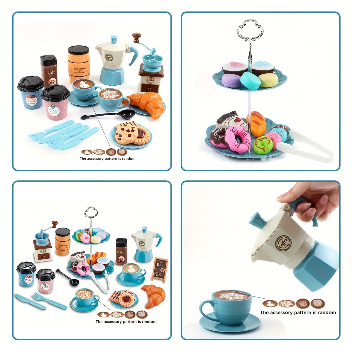 Kids Afternoon Tea Party Playset with Coffee Maker, Cakes & More