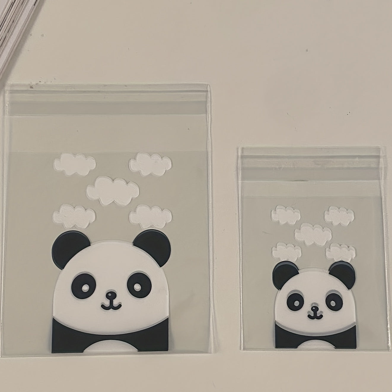 100pcs Panda Cartoon Pattern Self Adhesive Plastic Bags Candy Biscuits