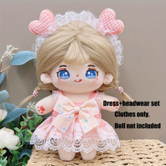 7.87in Doll Clothes Dress Headwear 2pcs Set Doll Accessories Girls Birthday