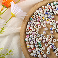 50pcs Mixed Flower Ceramic Craft Beads Set for DIY Jewelry Making Supplies