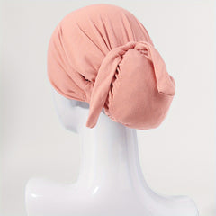 Solid Tied Turban Cap Long Hair Head Wrap Casual Hijab Head Scarf