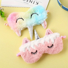 Gradient Plush Eye Mask Blackout Soft Comfy Blindfold Travel Rest Nap Yoga