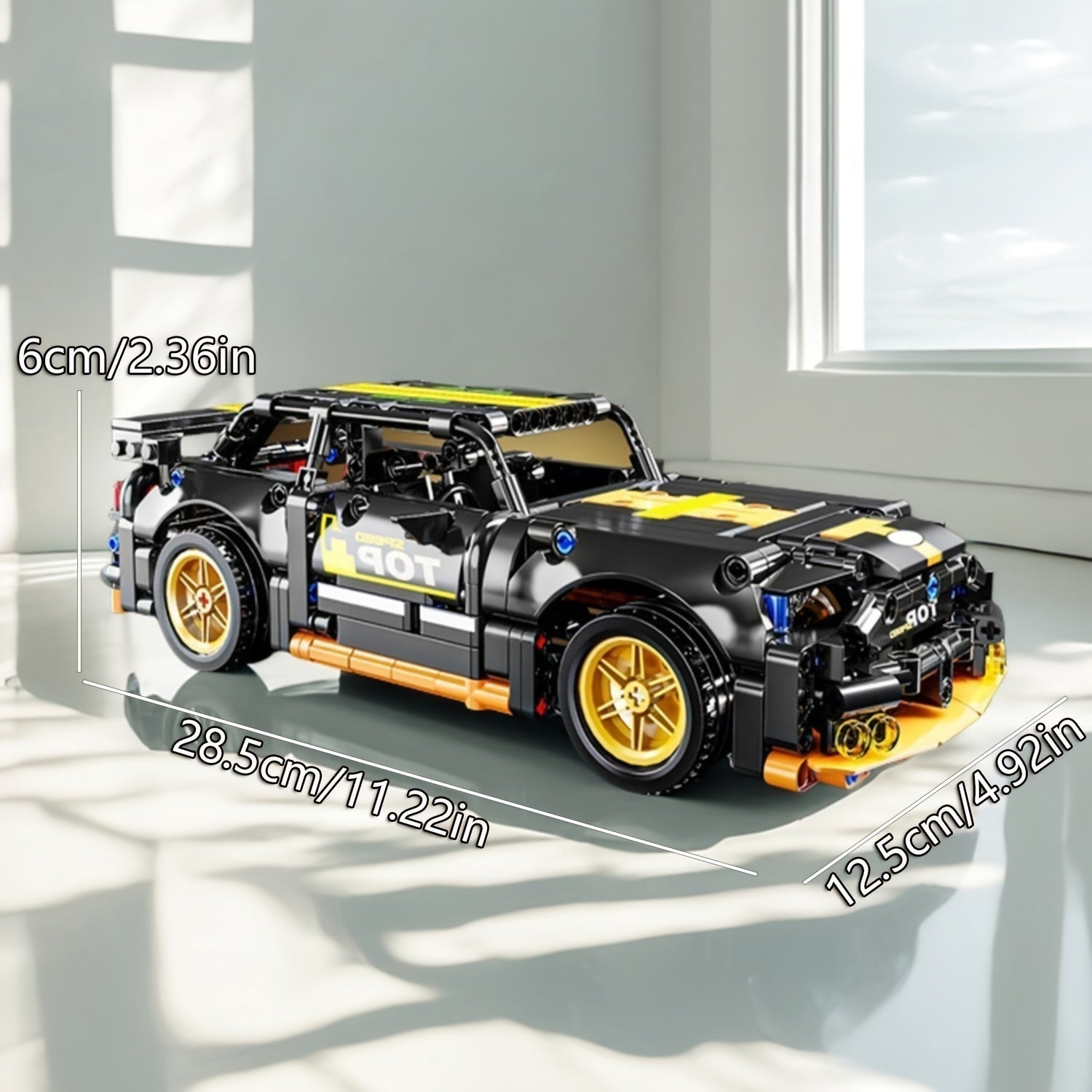 464pcs Car Building Block Set and Yellow Sports Car Toy