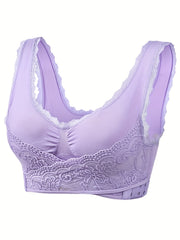 Lace Wireless Sports Bra Criss Cross Side Buckle Tank Bra