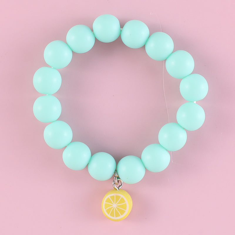 Girls Soft Pottery Fruit Pendant Kids Bead Bracelet