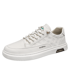 Men's Lace-up Sneakers PU Leather Skate Shoes with Traction