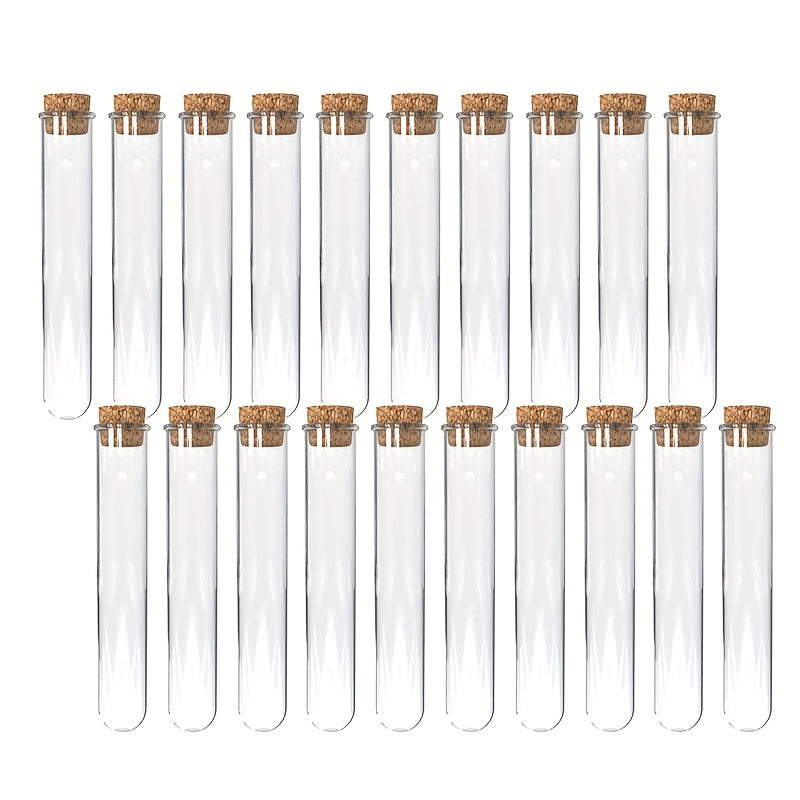 20pcs 25ml Clear Glass Test Tubes with Cork Stoppers for Scientific Experiments
