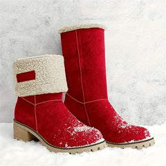 Fluffy Fur Lined Snow Boots Non slip Medium Tube Women's Boots