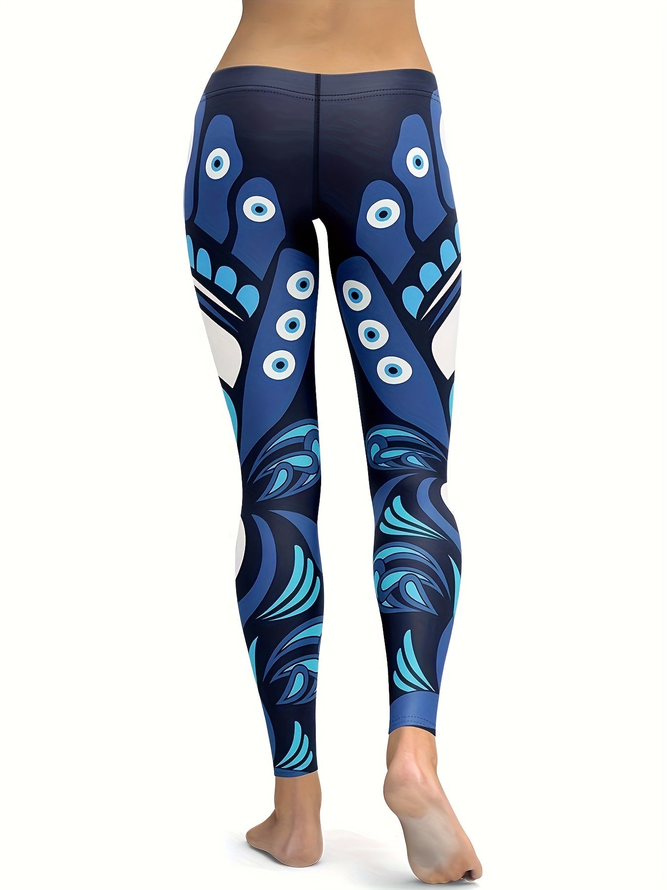 Stretch Eye Graphic Yoga Leggings for Women Moisture Wicking Fitness Pants