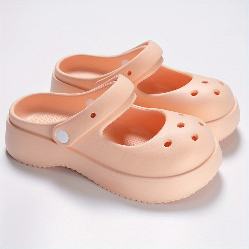 Women's Hollow Out Clogs Hole Shoes Solid Closed Round Toe Beach Slippers